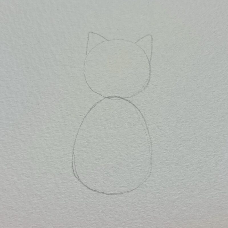 ○や△を組み合わせた猫の絵の下書き